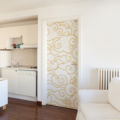 Sticker Porte Nuages Blancs 204x83cm - Déco Intérieure pour Portes et Placards Murales - Autocollant Mural pour Maison et Bureau (1/4)