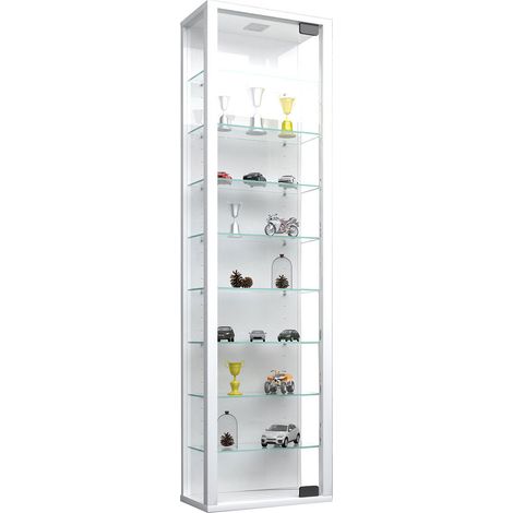 Stano Maxi Vitrinenschrank wandhängend 1 Glastür mit LED Licht zum aufhängen weiß.