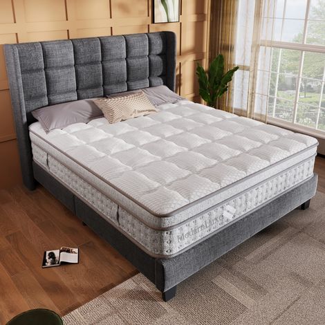 Matelas hybride 140x190 cm 25 cm ressorts ensachés 7 zones H3 mousse à froid soutien ciblé respirant certifié OEKO-TEX pour lit à la française (1/5)