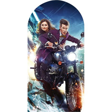 Figurine en carton DOCTOR WHO passe tête Le stand docteur et Clara à moto Hauteur 185 cm (1/5)
