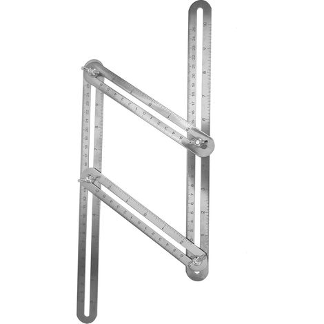 Règle de mesure pliante à quatre côtés en acier inoxydable, gabarit multi-angles (1/5)
