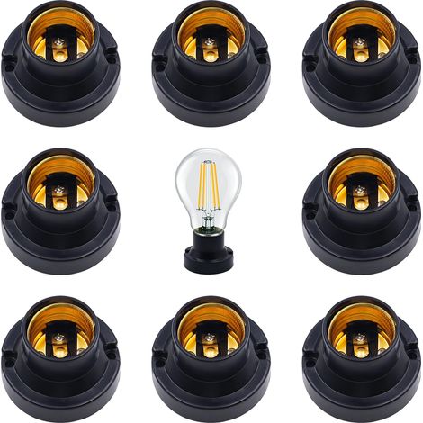 Lot de 8 Adaptateurs de Douille E27 Support de Douille à Vis Raccord Douille Murale à Visser Compatible Ampoule LED Halogène et Incandescent (1/5)