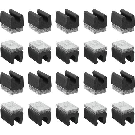 20Pcs Embouts de Protection pour Pieds de Chaise avec Patins en Feutre, Protège-Tubes en Forme de U pour Chaises, Convient Aux Pieds de Tube Métallique de 10 mm, Noir, Patin Gris (1/5)