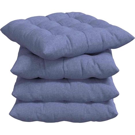 Seat Cushions 4 pcs Jeans Blue 40 x 40 x 6 cm Fabric vidaXL