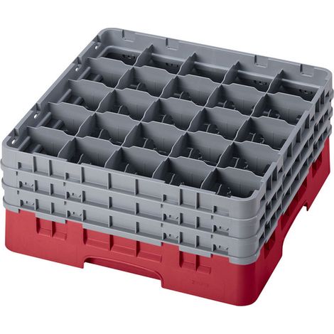 Casiers de lavage - Haut max 19.6 cm - 50 x 50 x 22.5 cm - Groseille - Lot de 3 - Cambro