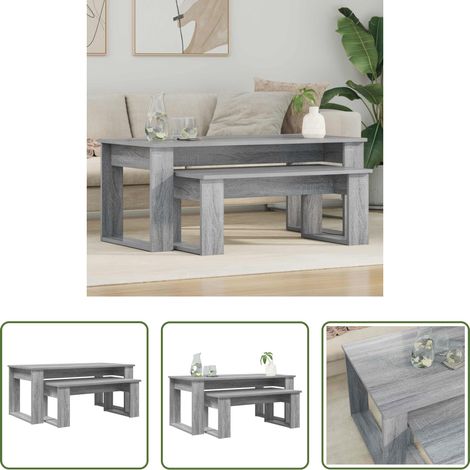 Wohnzimmermöbel - Kaffeetisch Set 2 pcs Graues Sonoma Holzwerkstoff (1/5)