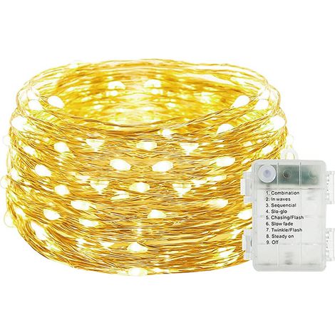 Guirlande lumineuse féérique à brancher sur USB avec télécommande, 20 mètres (65 pieds), 200 LED, lumières clignotantes pour chambre de Noël (1/5)