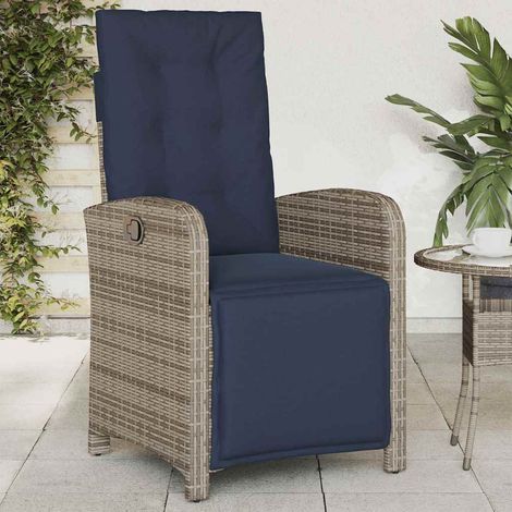 vidaXL Sedia Reclinabile da Giardino con Poggiapiedi Grigia