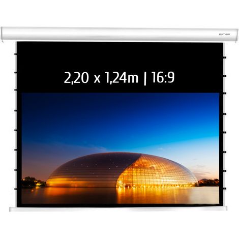 Ecran de projection motorisé tensionné 2,20 x 1,24m - Format 16:9 - Wi-Fi - Carter blanc