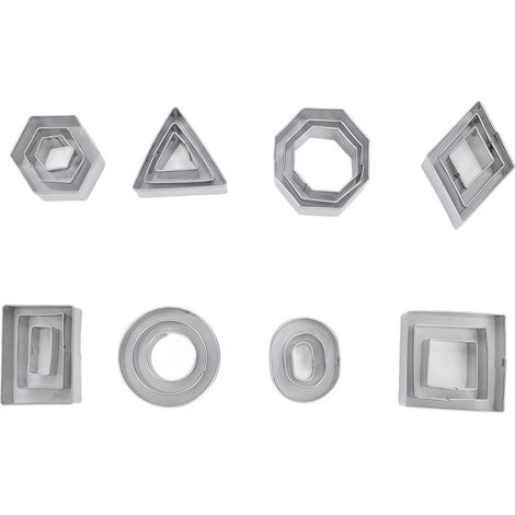 24-teiliges Keksausstecher-Set aus Edelstahl, verschiedene Größen, exquisite Verarbeitung, hohe Härte, Keksausstecher für Spiele (achteckige weiße Backform) (1/5)