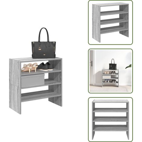 Étagères à chaussures 2 pcs empilable sonoma gris 60x30x30,5 cm - Étagère À Chaussures - Étagères À Chaussures - Meuble De Rangement À Chaussures - Rangement À Chaussures D'entrée (1/5)