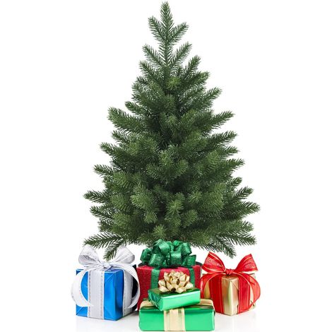 COSTWAY 60 cm Árbol de Navidad Artificial para Escritorio, con 50 Ramas, PE Base con Maceta Retro (1/5)