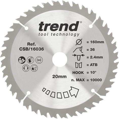 Lame de scie circulaire bois 160 mm, alésage 20 mm, 36 dents TCT (1/5)