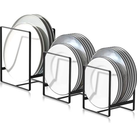 3 soportes para platos，escurridor de platos de metal，organizador multifuncional，vajilla y tapas de ollas