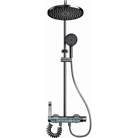 Ensemble de douche gris avec pommeau de douche sous pression et affichage numérique Z.V.D
