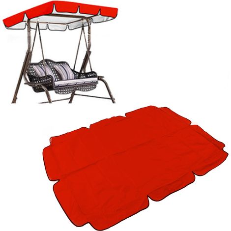 Housse de siège/coussin de balancelle/hamac 3 places en tissu Oxford 420D argenté, imperméable, en taffetas de polyester rouge, pour jardin, terrasse ou extérieur, 164 x 114 x 15 cm (1/5)