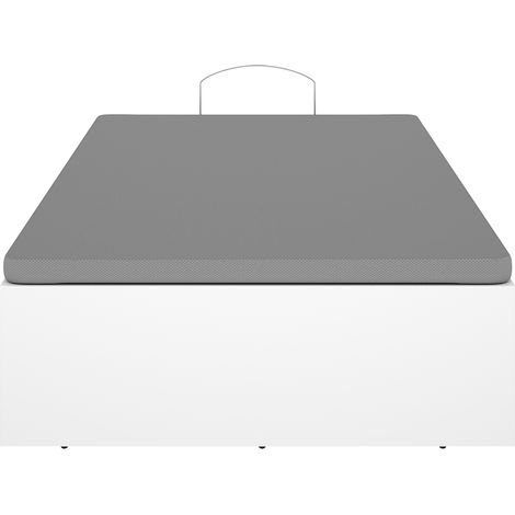 Lit coffre 1 place 90x190 avec sommier relevable, coloris blanc/graphite - Hauteur 32 x Longueur 89 x Profondeur 190 cm (1/5)