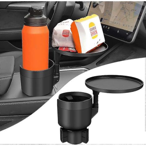 Porte-gobelet extensible pour voiture avec plateau, porte-gobelet avec plateau amovible et table de rangement réglable pour 32/40 oz (1/4)