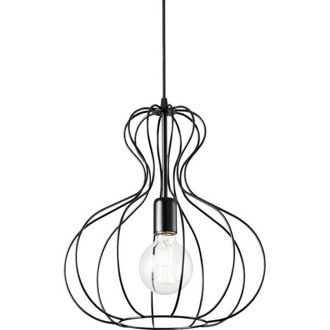 Ideal Lux Ampolla - Plafonnier à 1 lumière, style cage noir mat, E27 (1/2)