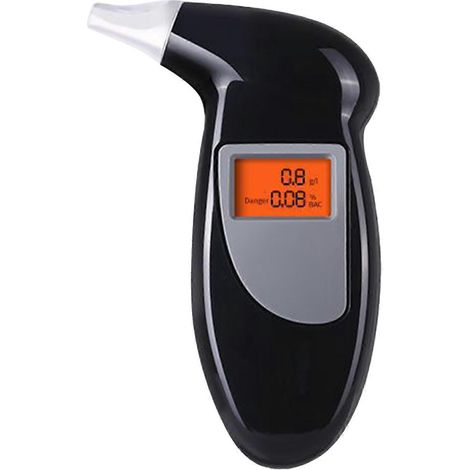 Atemalkoholtester, schwarz, tragbar, empfindlich, hochpräzise, mit Luftblasfunktion und 5 Mundstücken