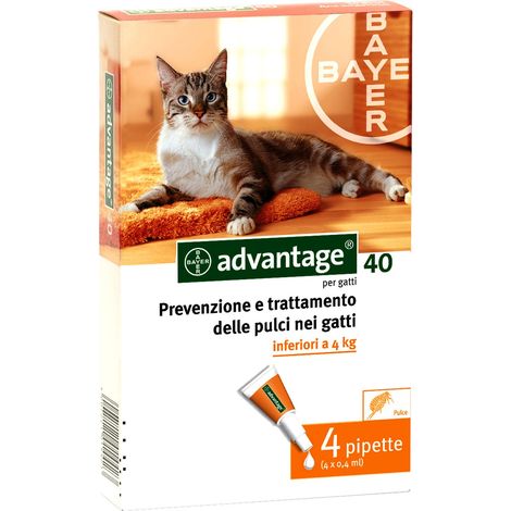 Advantage spot on 40 mg Gatto inferiore 4 kg  4 pipette