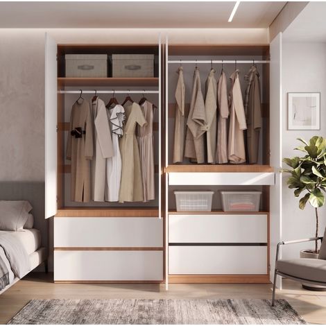 Armadio guardaroba 180x50x200 cm in MDF bianco, 6 ante FloraGrace (1/5)