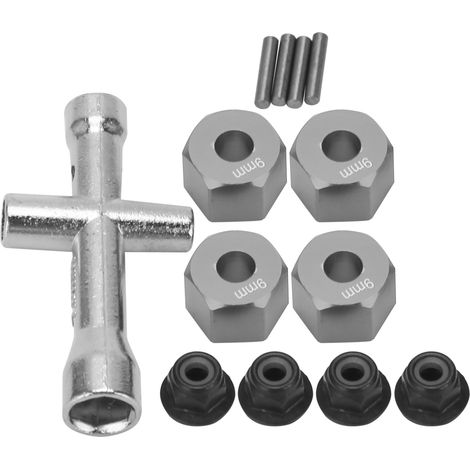 12-mm-Sechskant-Radnabenadapter, 9 mm dicke M4-Flanschmuttern, 1/10 Titan-Kreuzschlitzschlüsselsatz für RC-Cars (1/5)