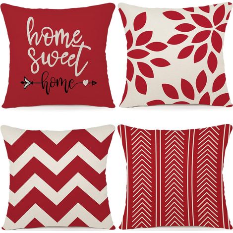 Lot de 4 Housses Coussin 40x40cm Lin Fermeture Invisible Décoratif Salon Jardin (1/5)