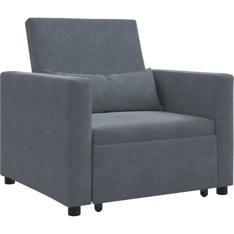 Ausziehbare Schlafcouch Einzel mit Rädern Dunkelgrau Samt