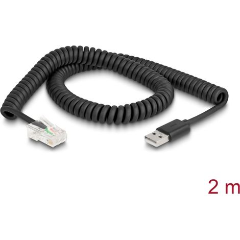 Delock rj50 a usb 2.0 typ-a barcode scanner cable espiral 2 m