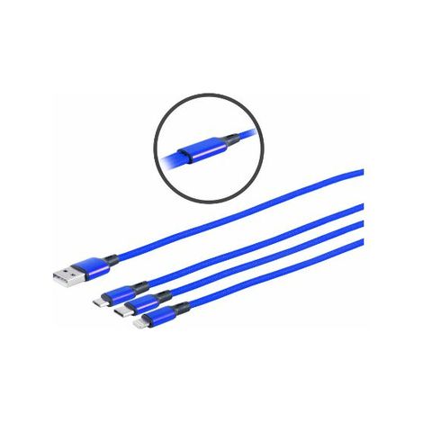USB-C-/Micro-USB-/Lightning-Kabel, 1,2 m, blau, MC-usba-3WAY (1/2)