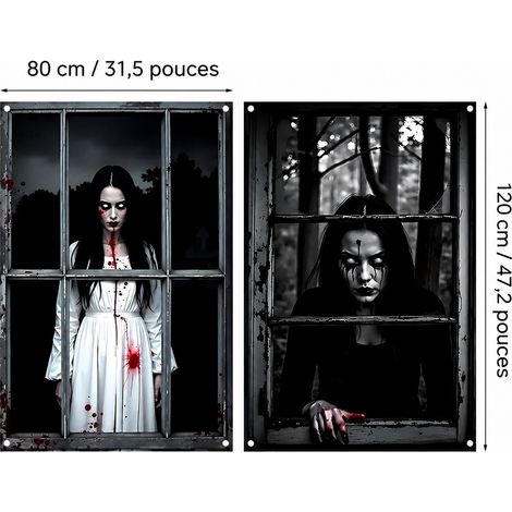 Lot de 2 Décorations de Fenêtre Halloween 80x120 cm Modèle 31WS-57 31ws-57 30 × 25 × 1 cm 160 g – Livraison gratuite