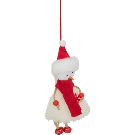 Decorazione da appendere a forma di personaggio di abete con sciarpa in tessuto rosso, 19 cm - Feeric lights & christmas (1/5)