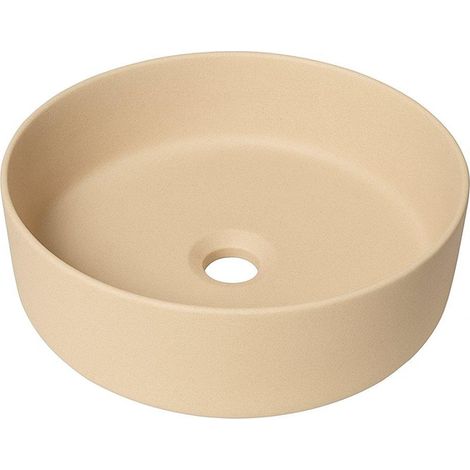 FugaFlow Eccelente Pietra vasque à poser - 36x36x12cm - sans trop-plein - ronde - céramique - mat beige