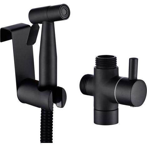Kit Douchette WC Acier Inoxydable Noir Robinet pour l'hygiène personnelle quotidienne (1/5)