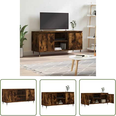 The Living Store Meuble TV chêne fumé 104x35x50 cm bois d'ingénierie - Meubles Tv - Meuble Tv - Meuble Rangement - Meuble Salon - Bureau Tv (1/5)