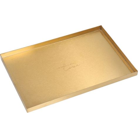Modernes rechteckiges Aufbewahrungstablett aus goldfarbenem Metall, Schmuck- und Kosmetikständer, Edelstahltablett (1/5)
