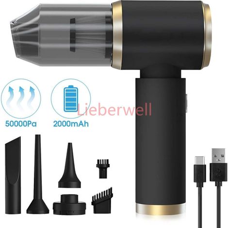 Aspirateur sans fil à aspiration puissante, Machine de nettoyage à main, plumeau Portable pour clavier de voiture, appareil ménager, poils d'animaux,Black