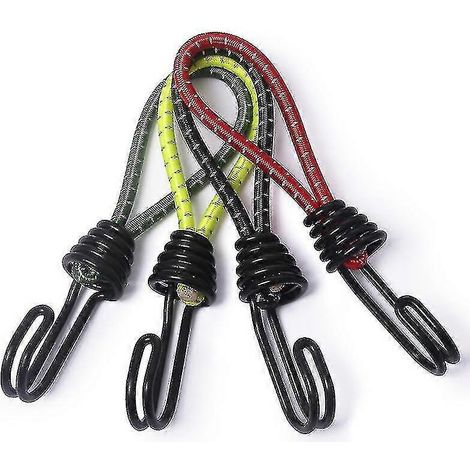 Lot de 4 sangles élastiques avec crochets, 16 cm, pour bâche, auvent ou tente de camping. (1/5)