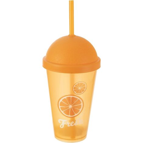 Plastikbecher mit Deckel und Strohhalm, Kindertrinkflasche 450 ml