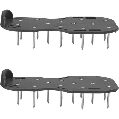 Chaussures d'aération pour pelouse avec lanières - Outils de jardin pour décompacter le gazon, idéales pour les cours et jardins, couleur noire.