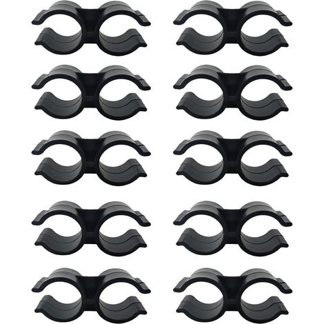 Lot de 10 colliers de serrage doubles en plastique PVC pour étagère, connecteur de chaîne, panneaux de clôture, accessoires de fixation, noir (1/5)