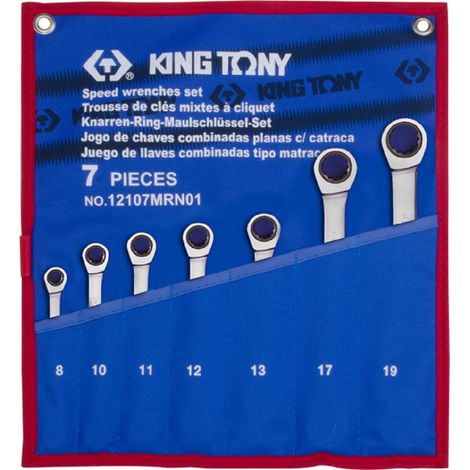King Tony Jeu de 7 cles plate mixte a cliquet non reversibles - mrn01