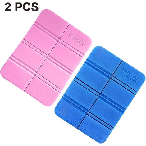 Lot de 2 Thermo Coussin d'Extérieur Pliable, Sitzunterlage de plein air des Enfants Sitzmatte, Imperméable à l'eau Aire de jeux Tapis, sentiers de Randonnée, Chasse, Accessoires de Jardin Stade(Rose + (1/5)