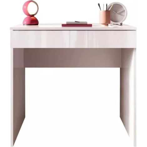 scrivania con cassettone "smile" bianco lucido, 78x50x76 cm (1/4)