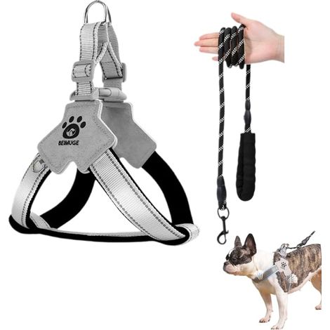 Dog Harness M Black Breathable Dog Harness with Padded Chest Strap Walking Harness for Small Medium Dogs Reflective Vest (1/5)