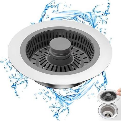 3 en 1 Pop-Up Bouchon Evier Cuisine Universel Filtre Evier Cuisine Sink Plug Anti Blocage Grille Evier Cuisine PréVention des Odeurs Panier pour Un Trou D'Évier 71-85mm, Profondeur 22mm (1/4)