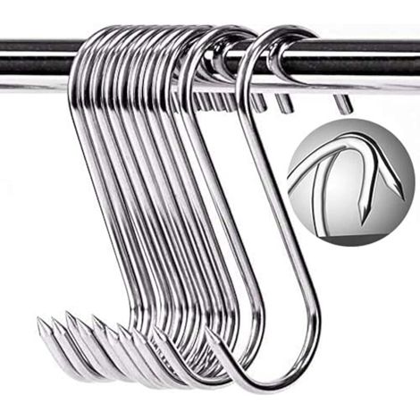 10 x crochets en S en acier inoxydable 190 x 3,5 mm BBQ Viande Saucisse Ustensiles de cuisine. (1/5)