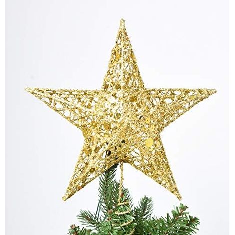 Étoile De Noël - Décoration Pour Sommet D'Arbre De Noël - 23 cm x 20 cm - Argent Or Rouge - 1 Pièce (1/3)