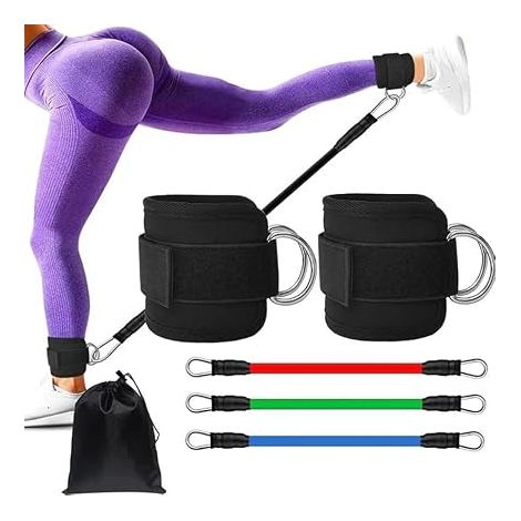 Lot De 3 Bande Élastique Musculation, TPE Sangle Ajustable pour Poulie De Gym, Bande Élastique Fitness avec Mousquetons en Forme De D, Élastique Pilates Femme (1/5)